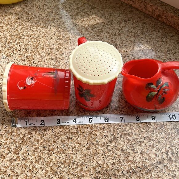 1960sBurrite Flamingo 🦩 Salt 🧂 & Palm Tree 🌴 Pepper 🫑 shakers Bonus CreamCup - Picture 11 of 16